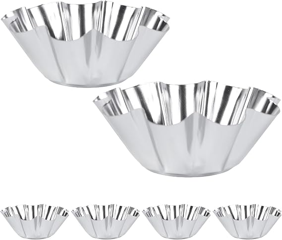 IMIKEYA 6pcs Mini Fluted Stainless Steel Tart Molds - Non-Stick Egg Tart and Brioche Baking Pan Set