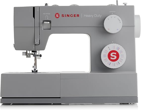 SINGER Heavy Duty 4452 (Grey) High Speed Sewing Machine + Accessories | 32 Built-In Stitches Deliver 110 Stitch Applications | 50% More Power for Thick Fabrics, 1100 Stitches/Min, 1-Step Buttonhole