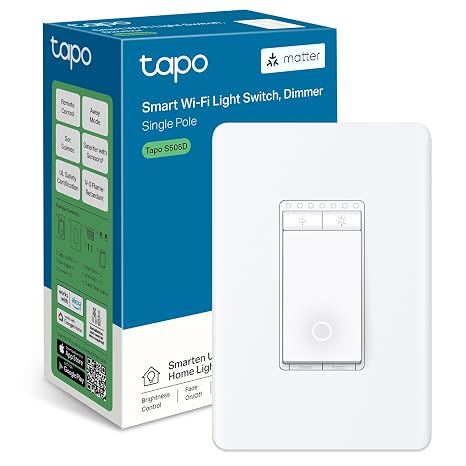 Tapo Matter Smart Dimmer Switch, S505D, Single Pole, Need Neutral Wire | Voice Control w/Siri, Alexa & Google Home, UL Certified, Timer & Schedule, Easy Guided Install