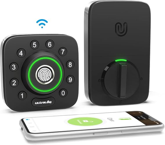 ULTRALOQ U-Bolt Pro Smart Lock with Door Sensor, 6-in-1 Keyless Entry Door Lock with Built-in WiFi, Bluetooth, Fingerprint and Keypad, Smart Lock Front Door, ANSI Grade 1 Certified, Stainless Steel