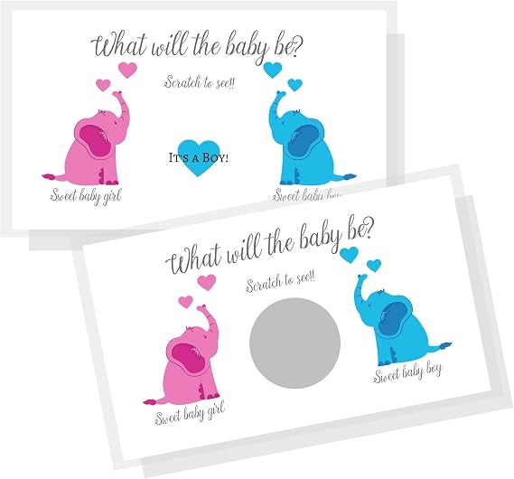 It's A Boy/Girl Gender Reveal Scratch Off Cards | Gender Reveal Party Scratch Offs | Gender Reveal Games Party Favors | Baby Shower | Gender Announcement Cards to Mail or hand out (It's A Boy- Blue)