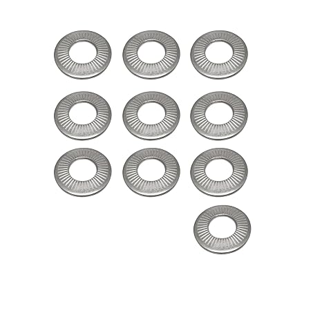 M4 304 Stainless Steel Belleville Spring Disc Washer with Non-Slip Teeth Pattern Flat Washer, Pack of 10