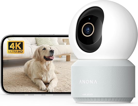 Anona Pano 4K UHD Indoor Camera, Pet/Dog Security Camera with Phone App