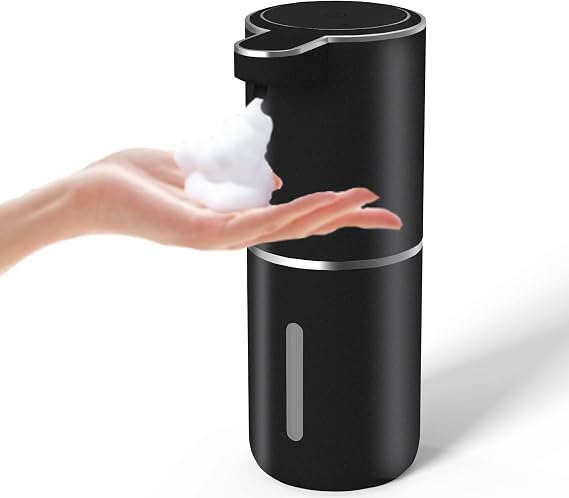 Automatic Soap Dispenser Touchless Foaming Soap Dispenser 400ml USB Rechargeable Dispenser Electric Wall Mounted 4levels Adjustable Foam Dispenser Pump for Bathroom Kitchen Dish Soap(Black)