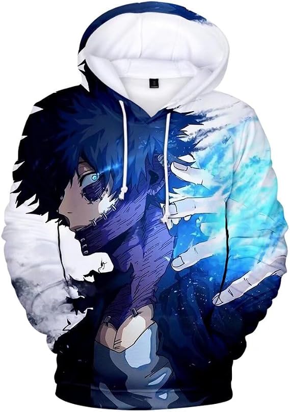 Anime Fleece Hoodie Novelty Hooded Pullover Sweatshirt for Adult