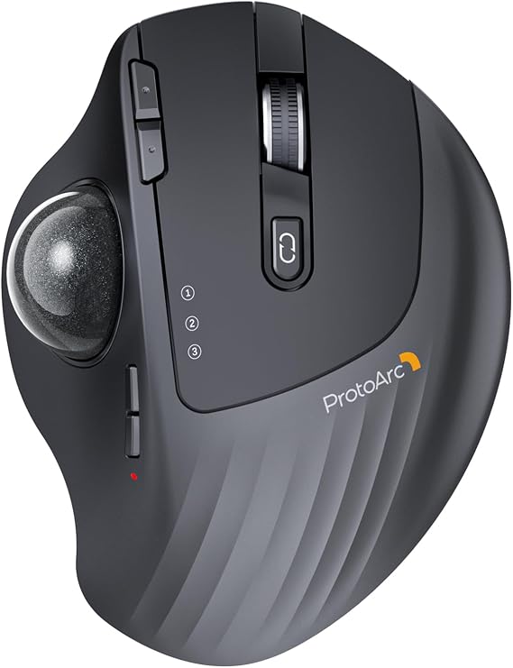 ProtoArc EM01 NL Ergonomik Kablosuz Fare İztopu Fare, Ayarlanabilir Açı | Başparmak kontrolü, şarj edilebilir, 2.4G USB ve 2 Bluetooth, 5 DPI, PC/Mac/iPad/Windows için