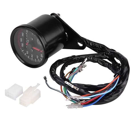 1 PcsMotorcycle Speedometer, Universal Motorcycle Digital Odometer Speedometer Tachometer Gauge with LED Indicator(Black)