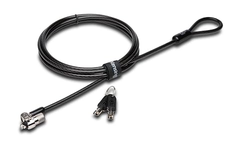 Kensington T-Bar Standard Keyed Lock Slot for Laptops, Durable 6 Carbon Steel Cable Computer Lock, K65035AM