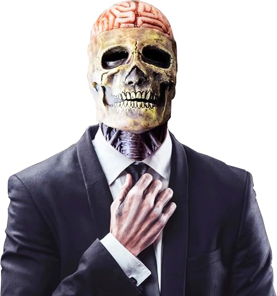 Full Head Skull Mask, Scary Skeleton Latex Costume Mask for Cosplay, Halloween, Dance, Carnival, Masquerade, Party