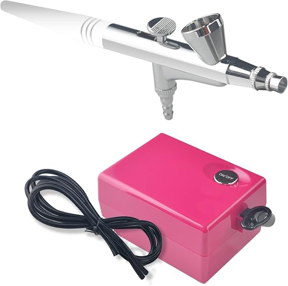 Airbrush Kit with Compressor, 3-Level Adjustable Pressure Spray Gun with 0.4mm Nozzle, Single Action Airbrush Set for Painting, Makeup, Nail Art, Cake Decorating, Model Crafts & Barber
