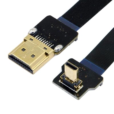 JSER CYFPV 90 Degree Up Angled FPV Micro HDMI Male to HDMI Male Flat Cable 50cm Compatible for FPV HDTV Multicopter Aerial Photography Support 1080p 60hz