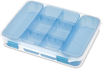 STERILITE 14028606 See-Through Divided Cases Aquarium Latches and Freshwater Tint Trays, Blue