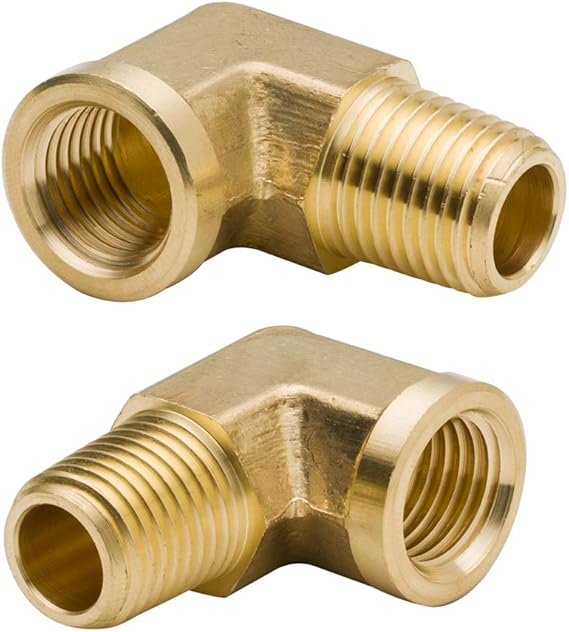 90 Degree Brass Street Elbow 3/8" NPT Male x 3/8" NPT Female Forged Pipe Fitting (Pack of 2)