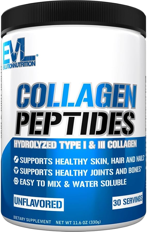 EVL Collagen Peptides Powder Hydrolyzed Collagen Supplement - 30 Servings | Premium Collagen Formula Supports Healthy Skin, Hair, Nails, Bones And Joints With Hydrolyzed Collagen Peptides