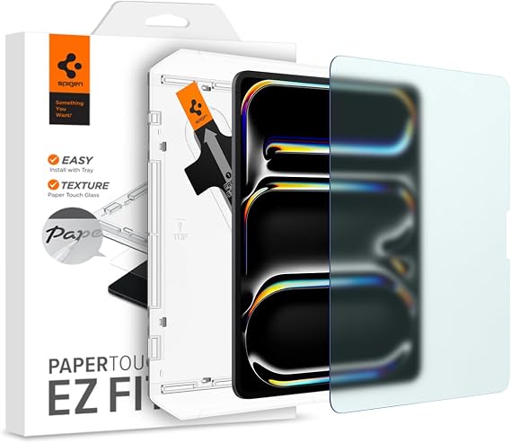 Spigen iPad Pro 13" (2025/2024) ile Uyumlu Defter Kağıt Hissiyatlı Ekran Koruyucu Paper Touch Pro EZ Fit Şeffaf - AGL07794 (Spigen TR Garantili)