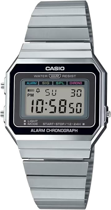 Casio A700W-1A Digital Unisex Watch Retro Stainless Steel LED A700
