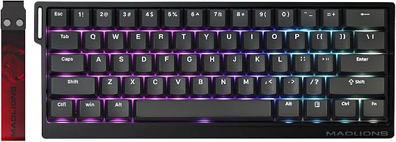Hyekit x FGG MADLIONS MAD 60 HE RGB PRO 60% Wired Magnetic Switch Gaming Keyboard with Adjustable Actuation, 8K Hz Polling Rate, Rapid Trigger Mode, Hall Effect Switches, for PC/Mac, Black