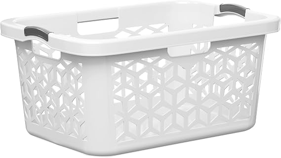 EconoHome Laundry Basket - Large 2 Bushel Laundry Basket with Handles - Stackable Plastic Hamper for Dirty Clothes - Storage Bin & Organizer for Bathroom, Bedroom - White, 70.5L Capacity Heavy Duty