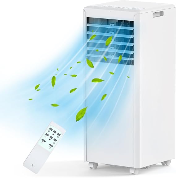 8000 BTU Portable Air Conditioner, 3-In-1 AC Unit with Cooling, Dehumidifier, Fan Function, Standing Air Conditioner for Room Up to 350 Sq. Ft. with Remote and Window Kit