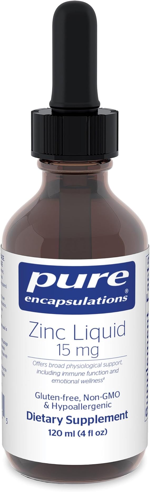 Pure Encapsulations Zinc Liquid 15 mg | Zinc Gluconate Hypoallergenic Supplement for Immune Support* | 4 fl. oz.