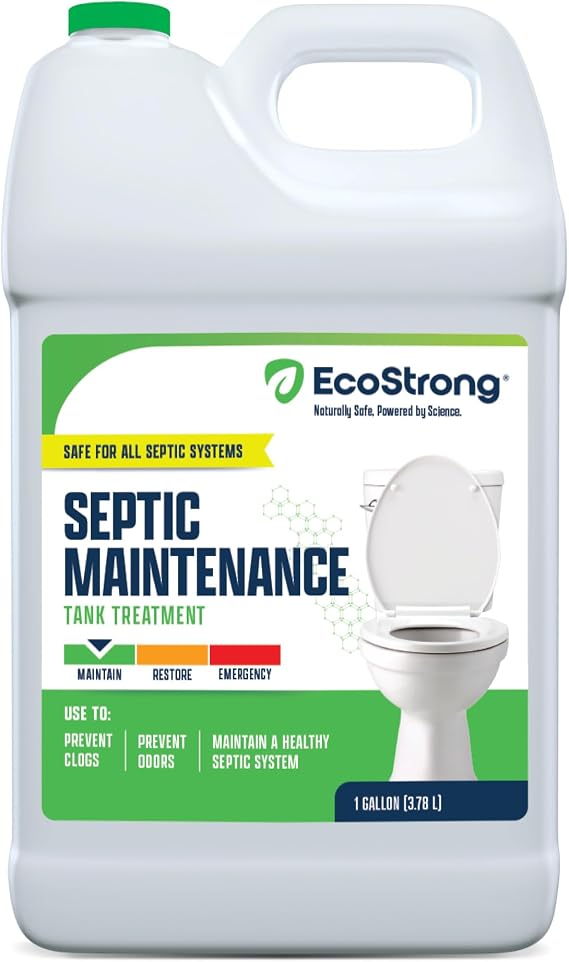 Eco Strong Septic Tank Treatment -1 Gallon Professional Grade Liquid | Live Bacteria & Enzyme Formula - Erase Septic Odor & Prevent Septic Backups