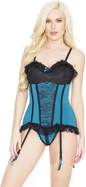 Coquette Women's Microfiber and Stretch Lace Corset