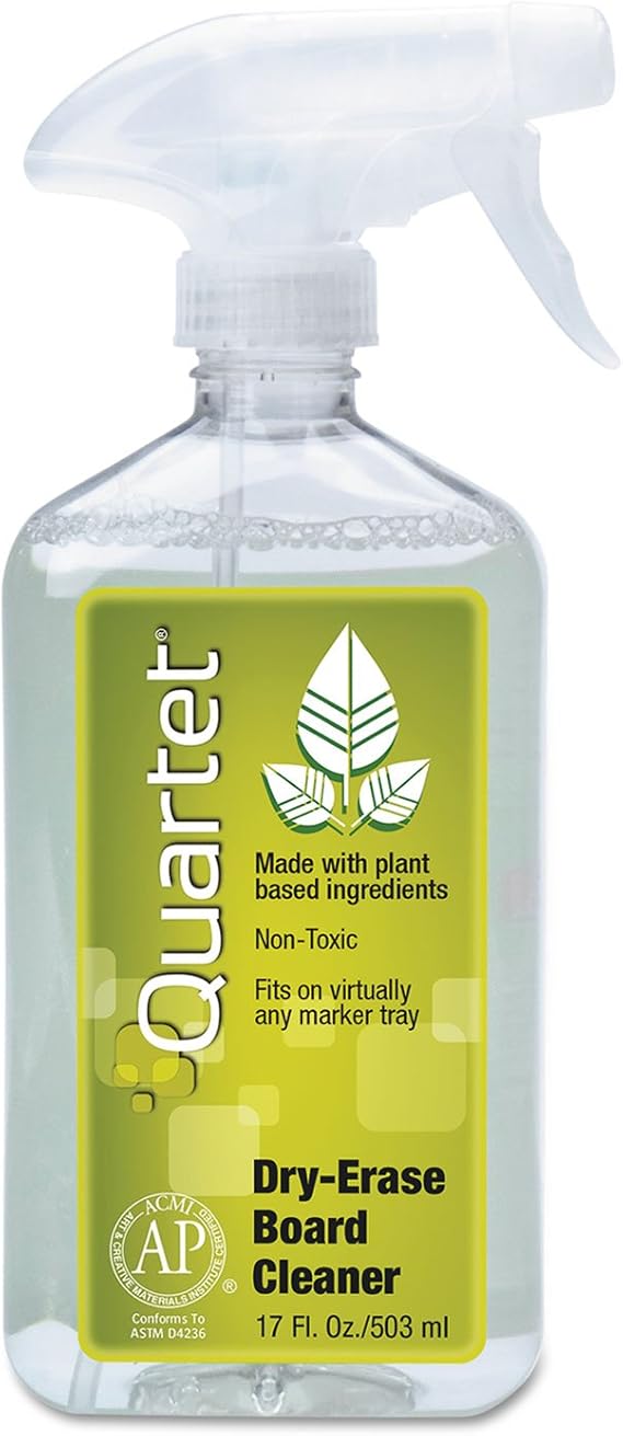 Quartet Dry Erase Board Cleaner Spray, Non-toxic, 17fl.Oz/503ml Whiteboard Cleaning Bottle (550)