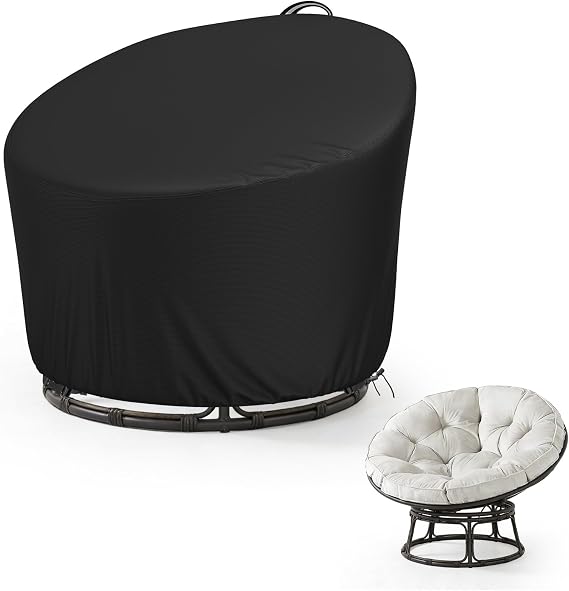 COSHNIBI Papasan Chair Cover,Heavy Duty Waterproof Dustproof Patio Chair Cover,for 47in Outdoor Papasan Chairs with Zipper-20''H x 39''H x 47''Dia