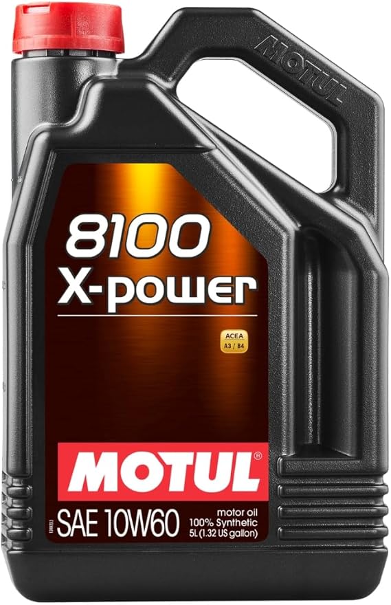Motul 8100 X-Power 10W-60 Full Synthetic | Ester-Based Formula for Turbocharged & High-Performance Engines | LSPI Protection, Extreme Heat Resistance, Cold Start Lubrication, Daily & Track Use | 5L