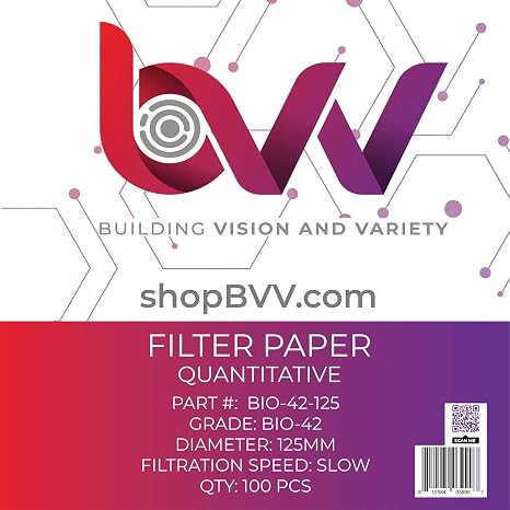 BVV Ashless Filter Papers - 125MM - Quantitative-Grade 42 - Slow - 2.5um