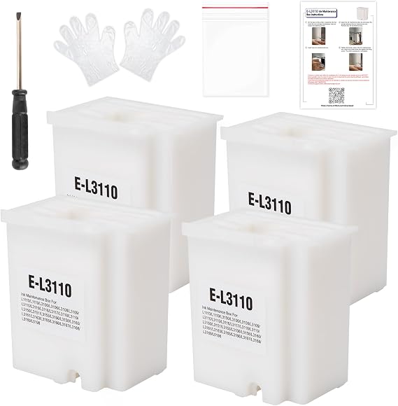 2pcs Waste Ink Pad Replacement Compatible for Epson ET-2800 ET-2803 ET-2400 ET-2720 ET-4700 ET-2711 ET-4800 L3110 L3250 L3150 L3210 etc. Printers, Maintenance Box with Zeroing Software
