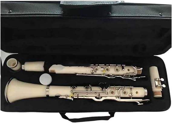 18key G Key Clarinet Bakelite Solid Silver Key Professional Musical Instrument(White)