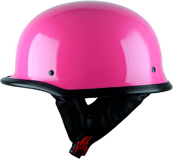 1Storm Novelty Motorcycle Half Face Helmet Open German Style DOT Approved: HKY602 Glossy Pink