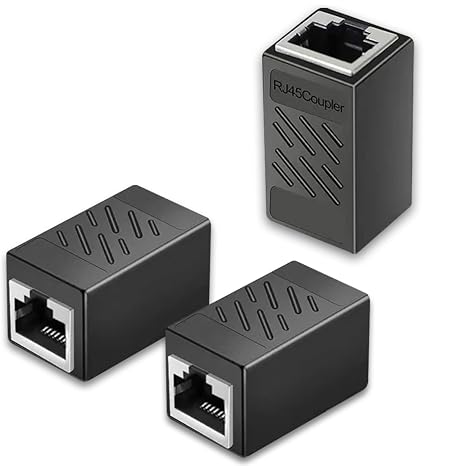 RJ45 Coupler, 3 Pack Cat6 Coupler, Female to Female Ethernet Adapter for Cat7/ Cat6/ Cat5/ Cat5e Network Cable