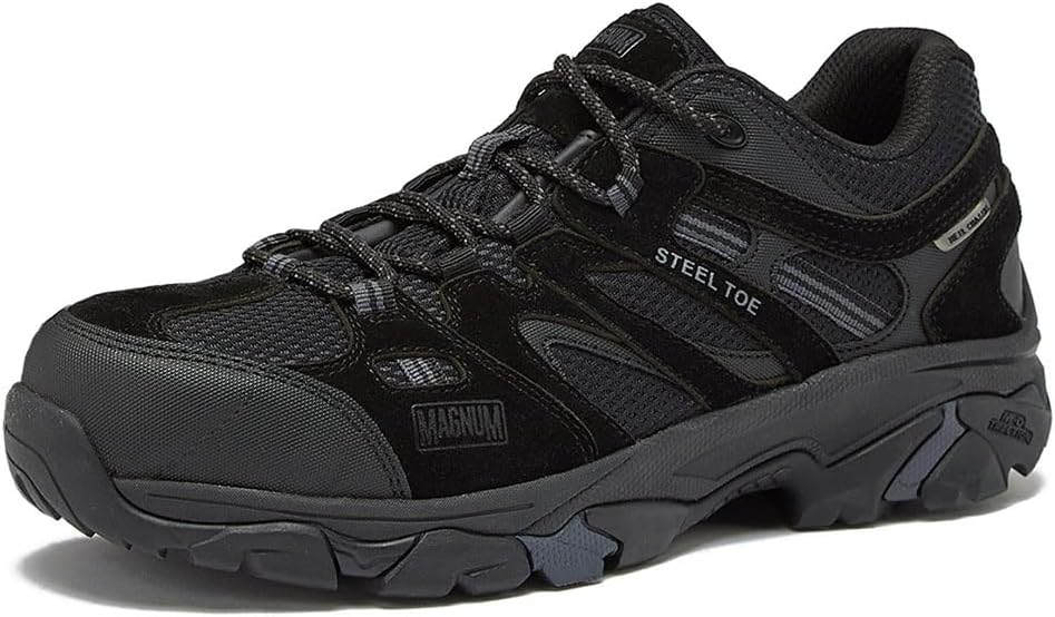 MAGNUM Overwatch Black Steel Toe Sneakers for Men, Waterproof Comfortable Slip Resistant Mens Steel Toe Shoes, Men's Work & Safety Footwear - Medium and Extra Wide Width Invincible Mens Work Shoes