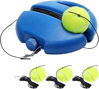 Tennis Trainer Rebound Ball with 3 String Balls, Portable Solo Training Equipment for Beginners, Self Practice Sport Exercise Tool (Blue)
