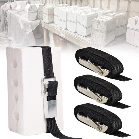 Plaster Mold Banding Straps for Potters Ceramic, Home Crafters Heavy Duty Fasteners, 3 Pcs (4')