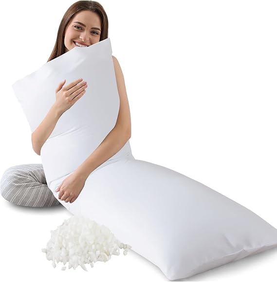 Memory Foam Body Pillow Insert,Bed Pillow for Adults, White | Soft & Supportive Bed Pillow, Breathable Full Body Pillows, Large Long Bed Pillow