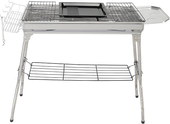 Portable Stainless Steel Grill, Barbecue Grill for Outdoor Cooking Camping Hiking Picnics Garden Beach Party BBQ Tools