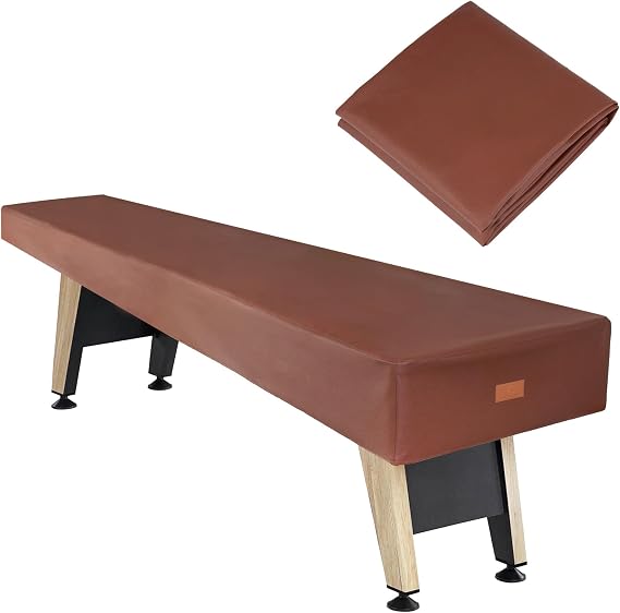 K-Musculo Shuffleboard Table Cover, Heavy Duty Leatherette Waterproof & Tearproof Shuffleboard Covers Fit for 9FT(108"L x 25"W x 8"H) Shuffleboard Table (Brown)