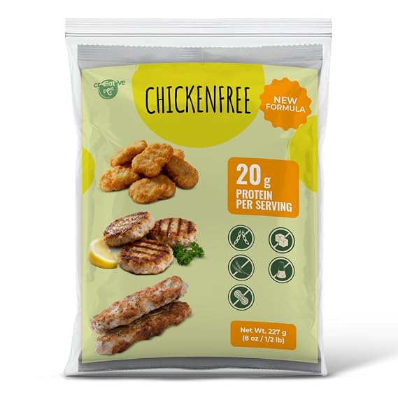Creative Pea Chicken Free Vegan Plant-Based Meat Substitute | 20g Protein Per Serving | Shelf-Stable Dry Mix Makes ~2 lb | Gluten-Free Meat Alternative (227 Grams)
