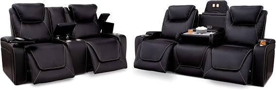 Seatcraft Colosseum Home Theater Seating Black Sofa and Loveseat