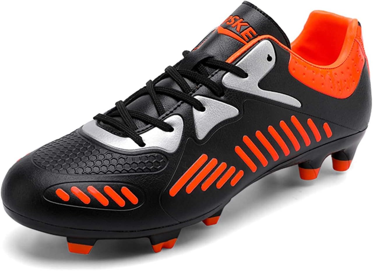 Eliogn FgAg Leather Mens Football Boots Soccer Cleats Outdoor Athletics Soccer Shoes for Men