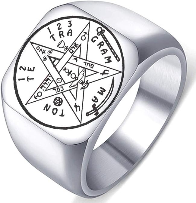 Hebrew Esoteric Tetragrammaton Name of God Magick Pagan Wiccan Mens Womens Stainless Steel YHWH Polished Ring