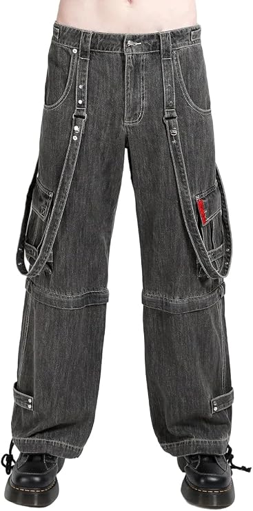 Tripp NYC Zip Off Crush Cargo Pants [Black Denim]