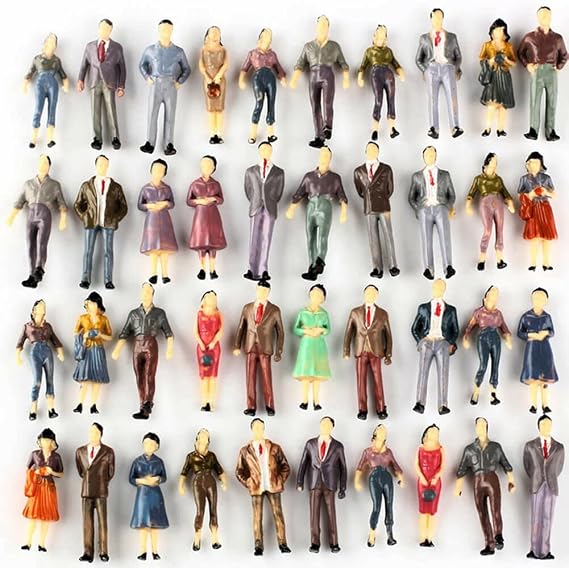 Pack of 130 O-Scale 1:48 Painted Figures People Passenger Various Poses People for Sand Table Model Building Scene Decoration