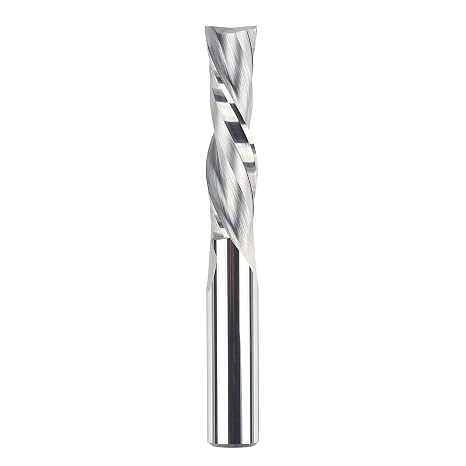 SpeTool Spiral Downdcut Router Bits Extra Long (4 inch) with 1/2 Inch Shank, 1/2 Inch Cutting Diameter Solid Carbide CNC End Mill for Wood Carving, Plunge Cut