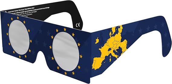 Solar Eclipse Glasses ISO 12312-2 & CE Certified – Safe Solar Viewing for Direct Sun & August 2026 Eclipse | Paper Cardboard Frame, Made in EU | For Kids & Adults | 1 Pack | EU