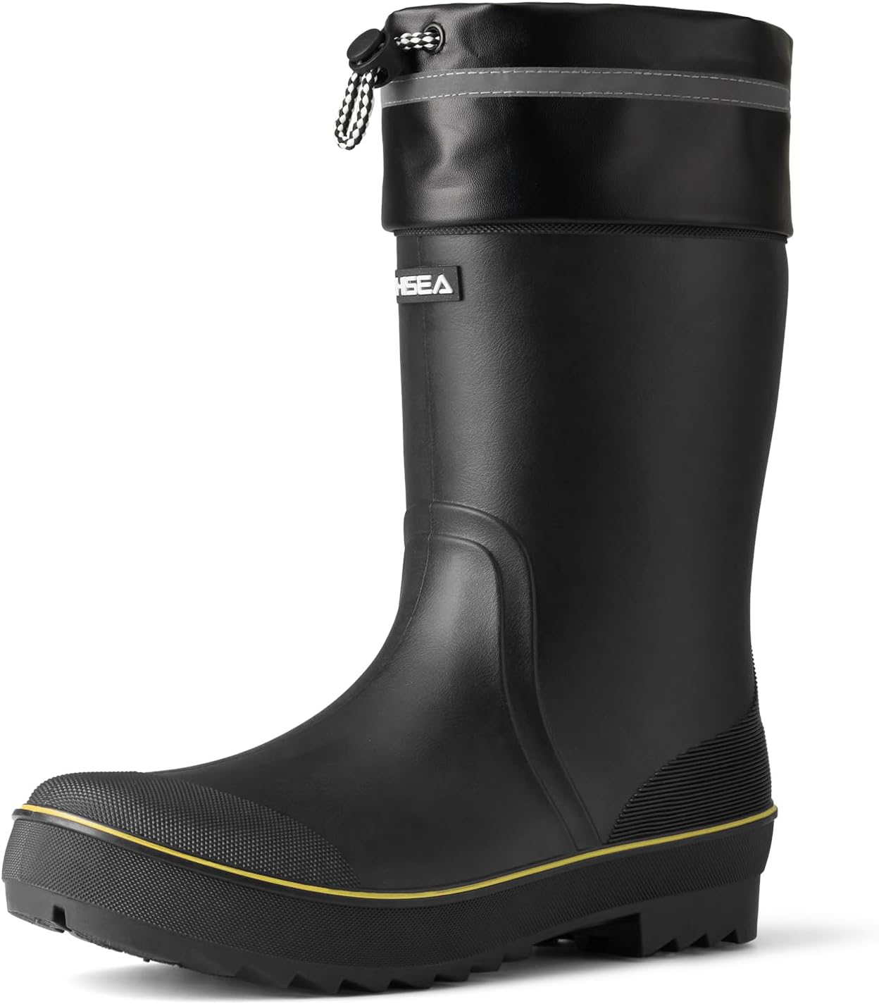 HISEA Mens Rubber Rain Boots Waterproof Durable Non Slip Mid Calf Boots for Garden Fishing Outdoor with Adjustable Closure