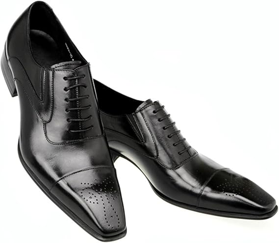 men's shoes comfortable black/red genuine leather lace-up pointed toe flat man casual classic gentleman shoes